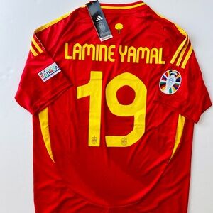 New Spain 2024/25 Home #19 LAMINE YAMAL Adidas Soccer Jersey Large Size.